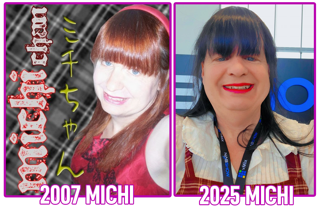 Two photos that compare the image of Michi-chan in 2007 and 2025.